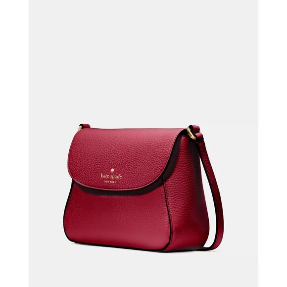 New Kate Spade Monica Small Flap Crossbody bag Pebble Leather Red Jam - Picture 4 of 6